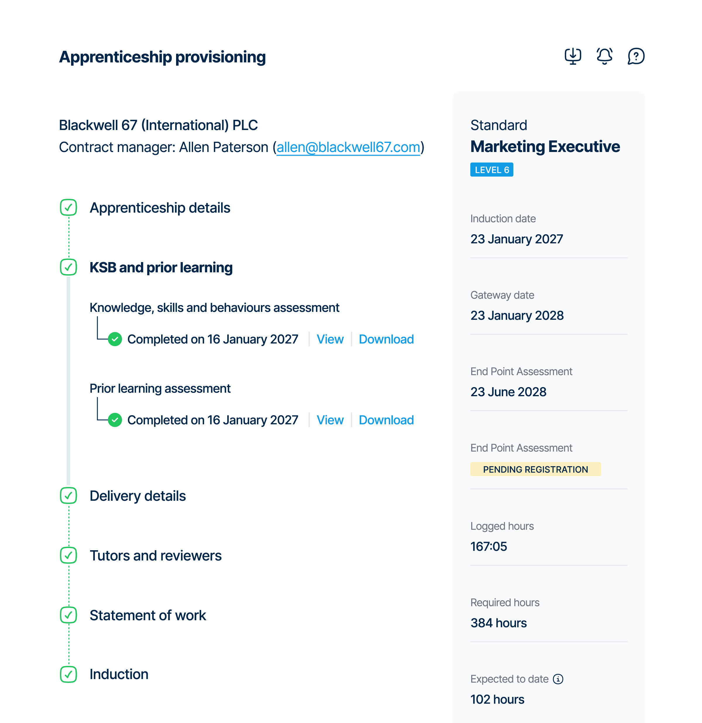 Apprenticeship management